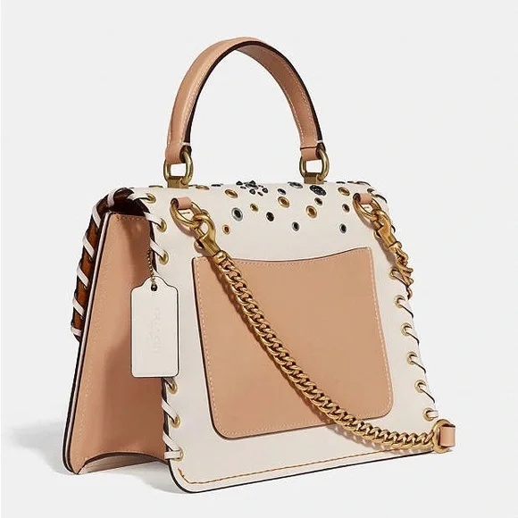 Coach Parker Top Handle With Scattered Rivets 69444 Tea Rose Applique - Picture 15 of 16